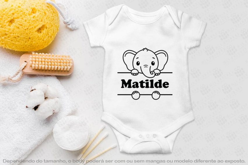 Body Babygrow animais - Elefante