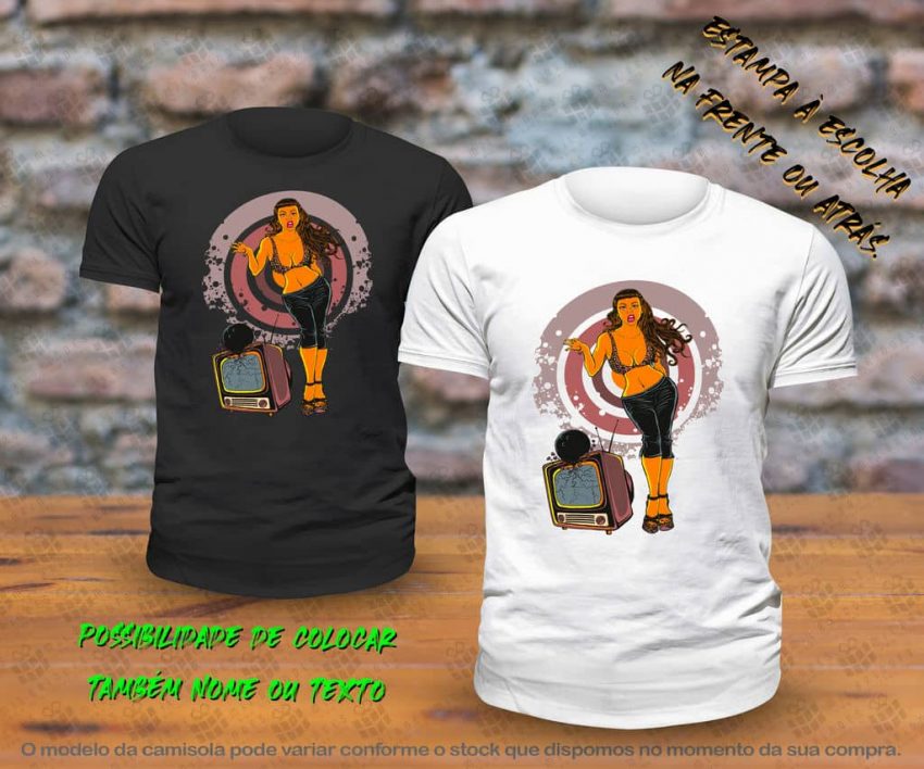T-Shirt - Mulher bola bowling televisão