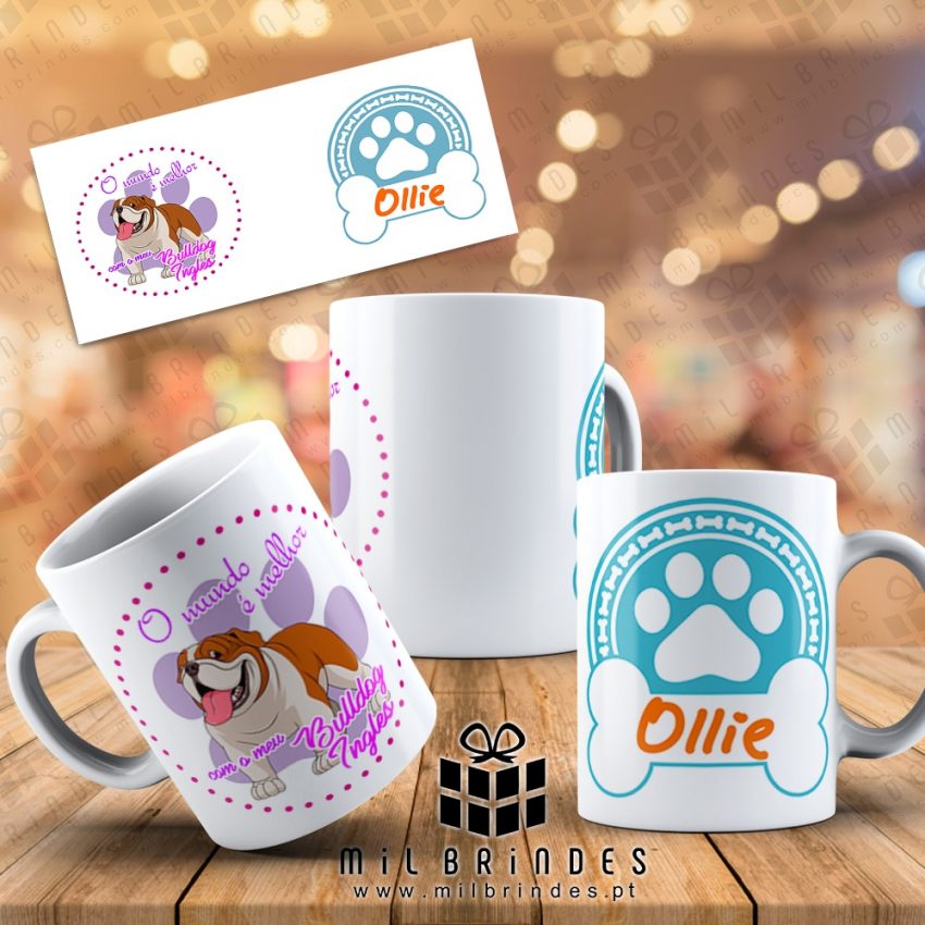 Caneca Raças de Cães com nome - Bulldog Inglês