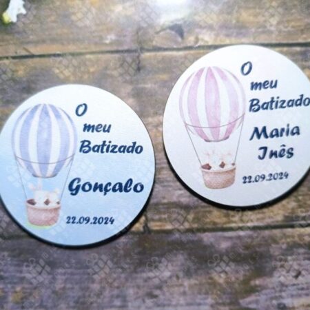 Lembrança Íman Redondo Coelho e Rato no Balão