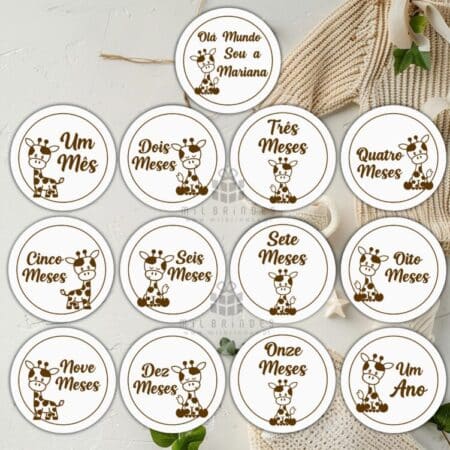 Placas Madeira Milestones Meses do Bebé - Girafa 1