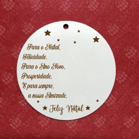 Rodela 9cm Feliz Natal "para sempre a nossa amizade"